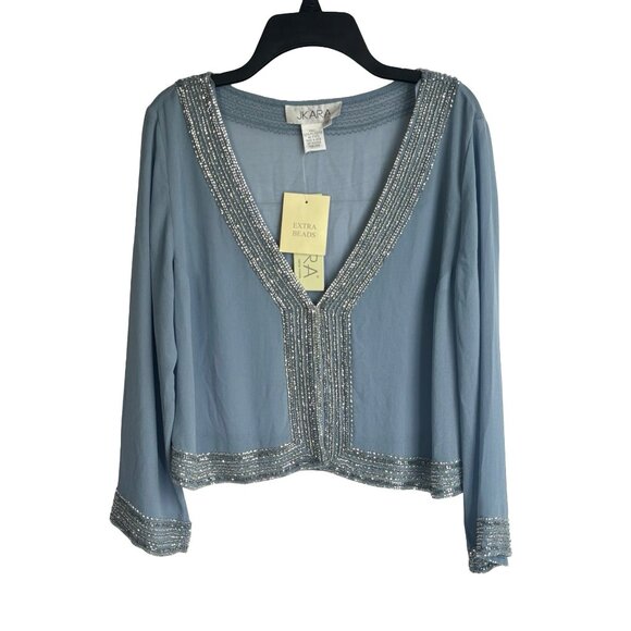 J. Kara Formal Evening Gown w Jacket MOB Dusty Blue Beaded Sz 12 New - Picture 7 of 15